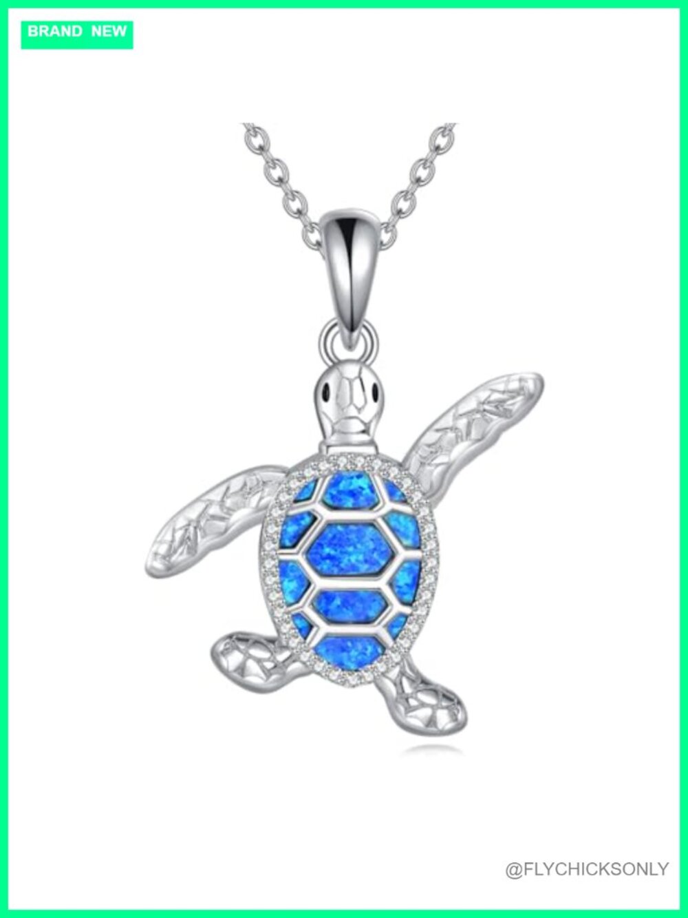 S925 Sterling Silver Opal Turtle Pendant Necklace Adjustable Chain